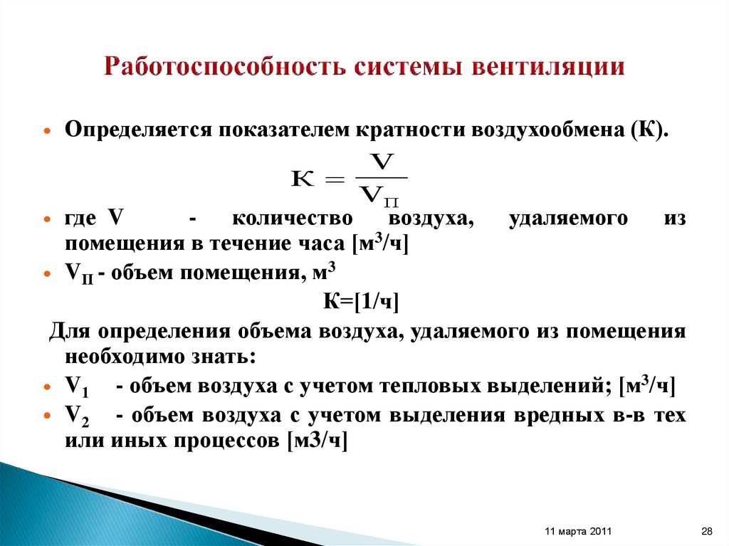 Работоспособность системы вентиляции