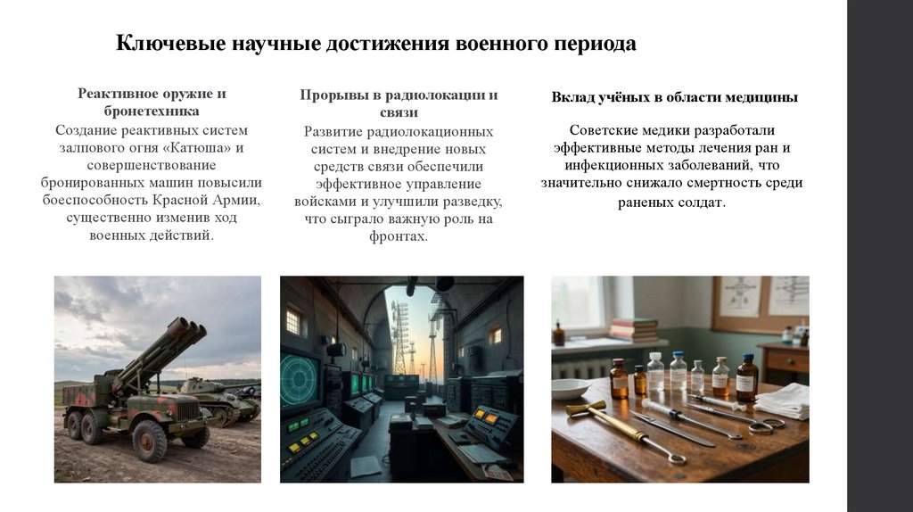 Ключевые научные достижения военного периода