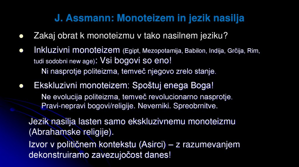 J. Assmann: Monoteizem in jezik nasilja