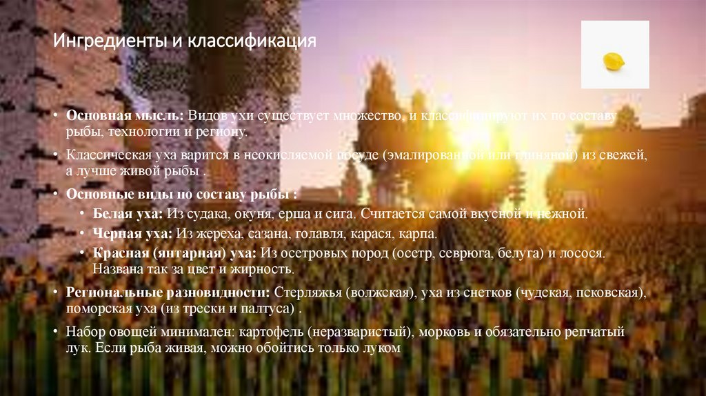 Ингредиенты и классификация