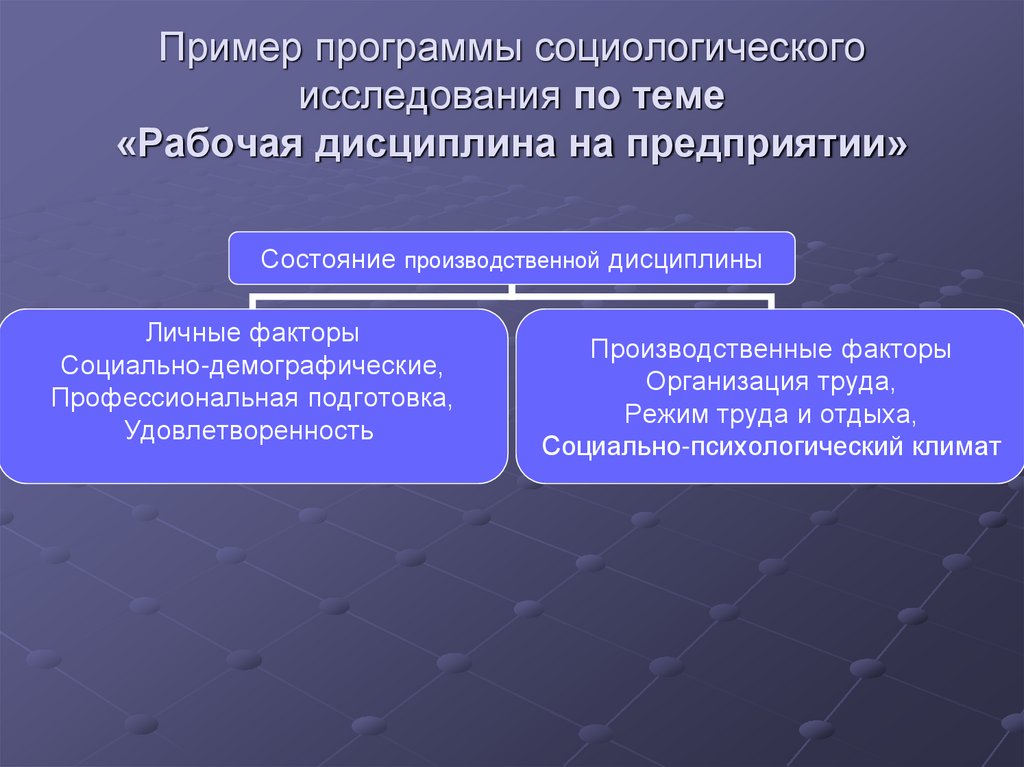 Пример программы социологического исследования по теме «Рабочая дисциплина на предприятии»