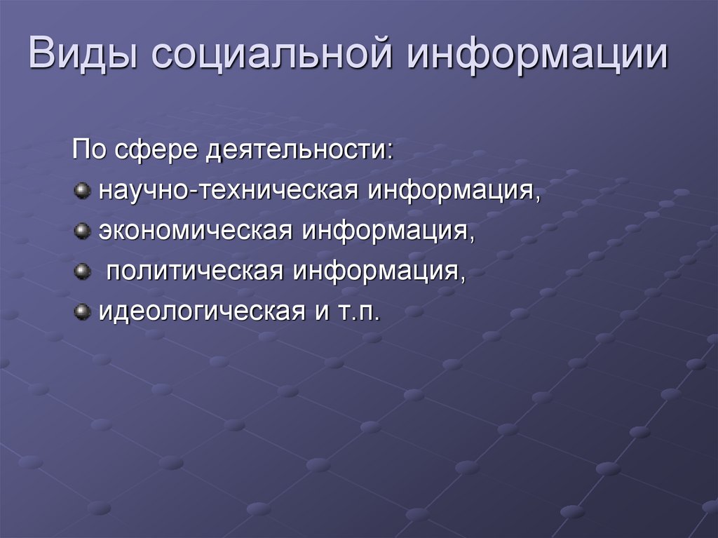 Виды социальной информации