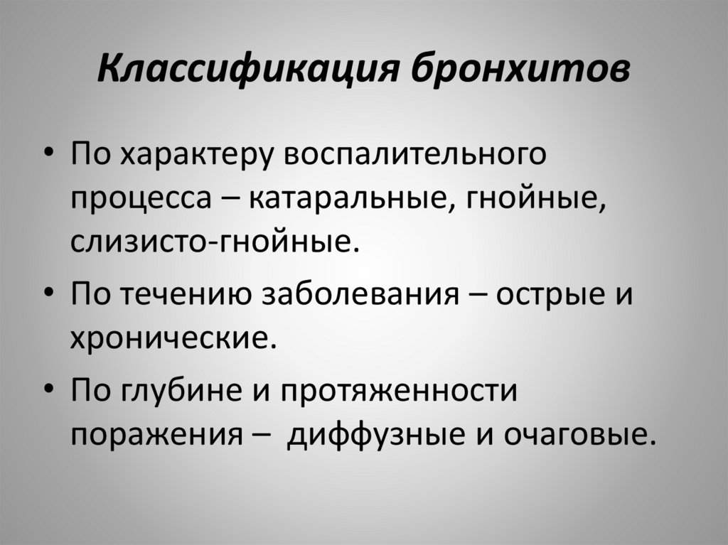 Классификация бронхитов