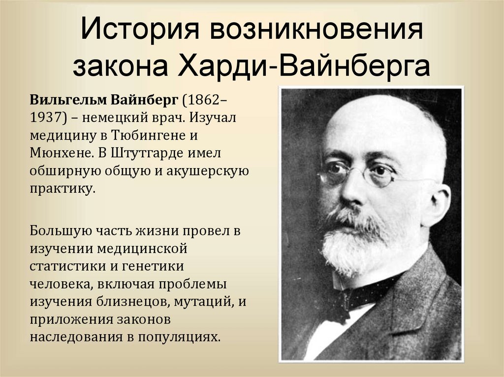История возникновения закона Харди-Вайнберга