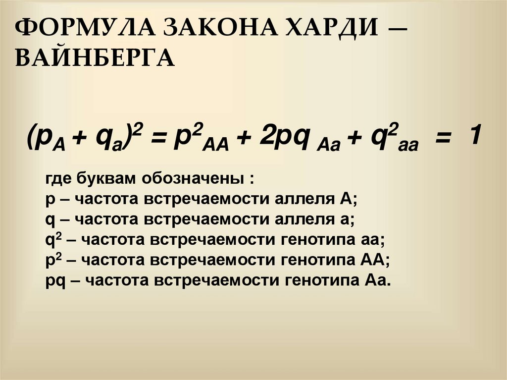Формула закона Харди — Вайнберга