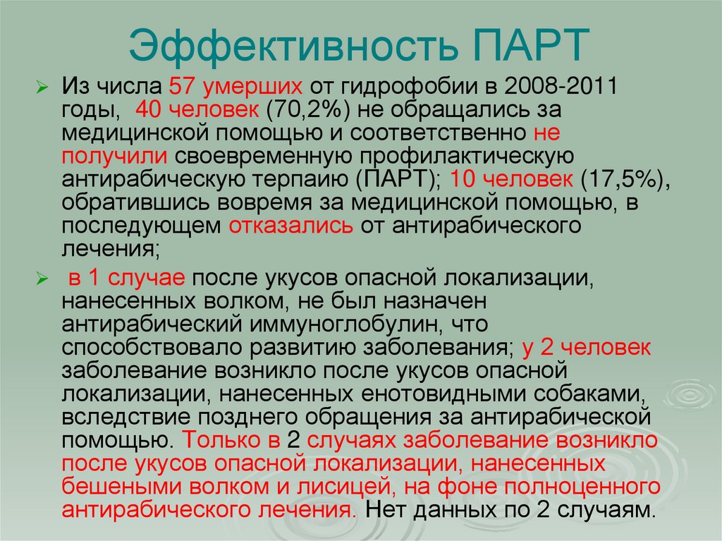 Эффективность ПАРТ