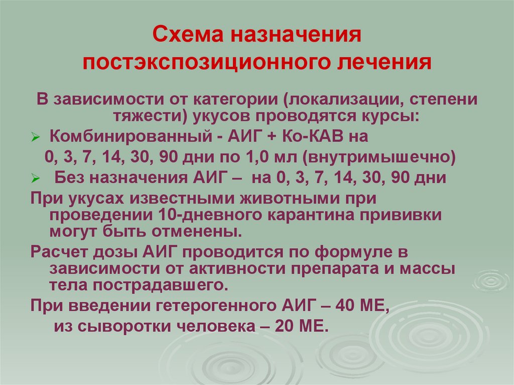 Схема назначения постэкспозиционного лечения