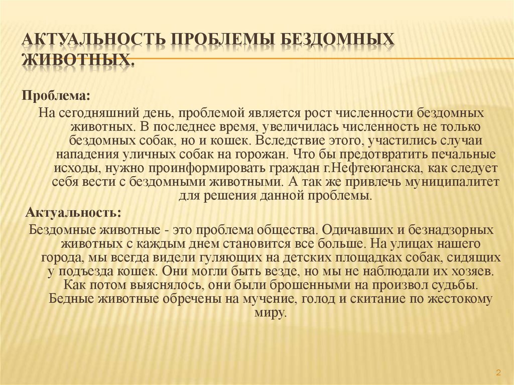 Актуальность проблемы бездомных животных.