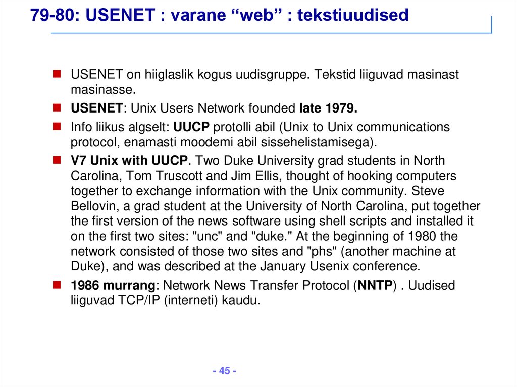 79-80: USENET : varane “web” : tekstiuudised