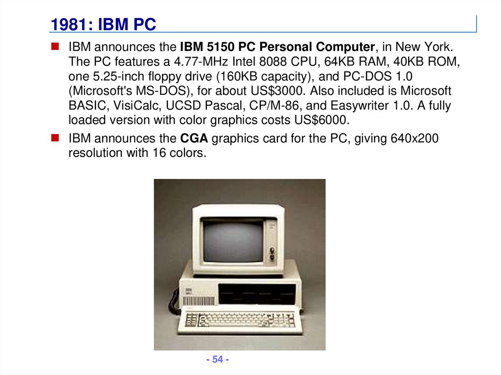 1981: IBM PC