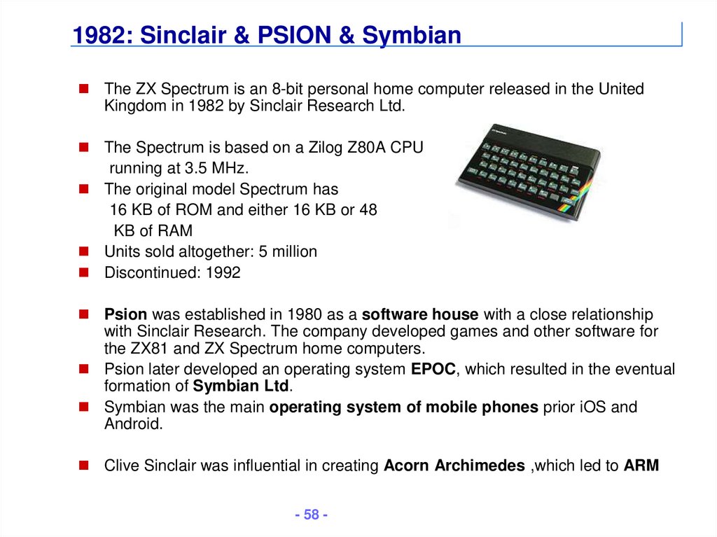 1982: Sinclair & PSION & Symbian