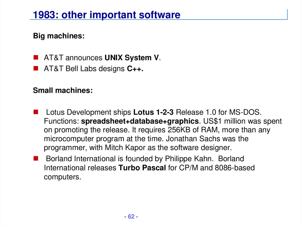 1983: other important software
