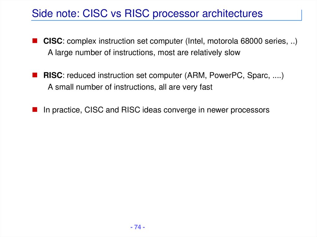 Side note: CISC vs RISC processor architectures