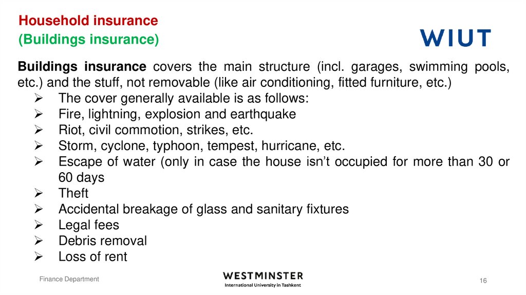 Household insurance (Buildings insurance)