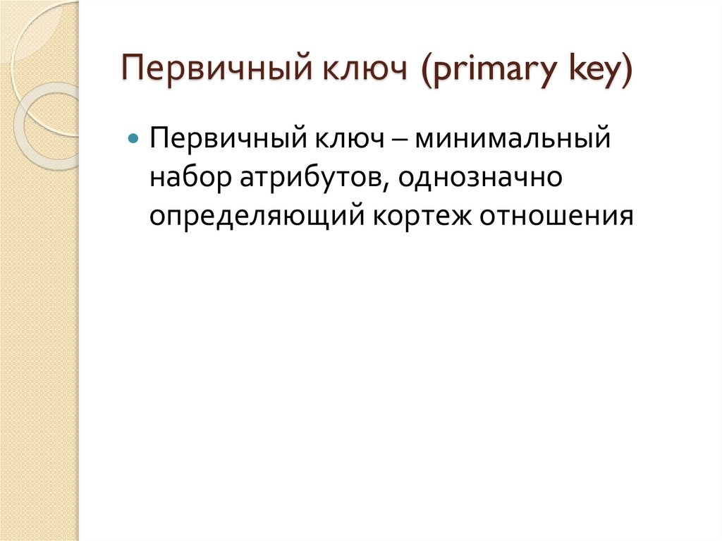 Первичный ключ (primary key)