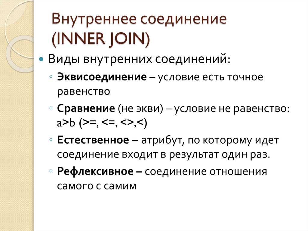 Внутреннее соединение (INNER JOIN)
