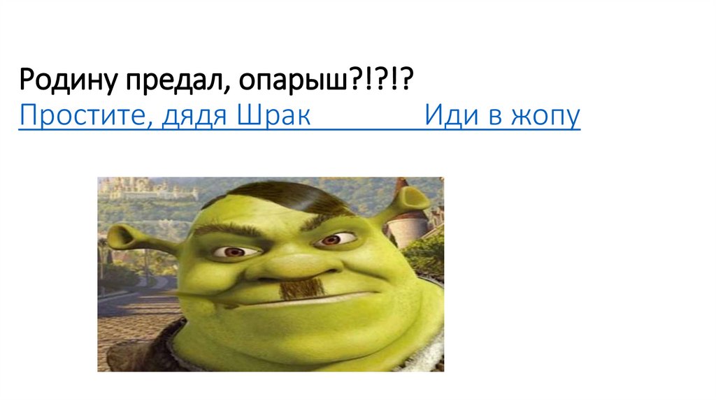 Родину предал, опарыш?!?!? Простите, дядя Шрак Иди в жопу