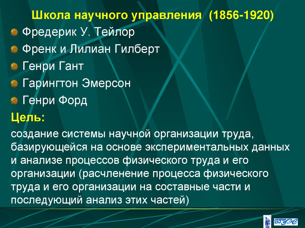 Школа научного управления (1856-1920)