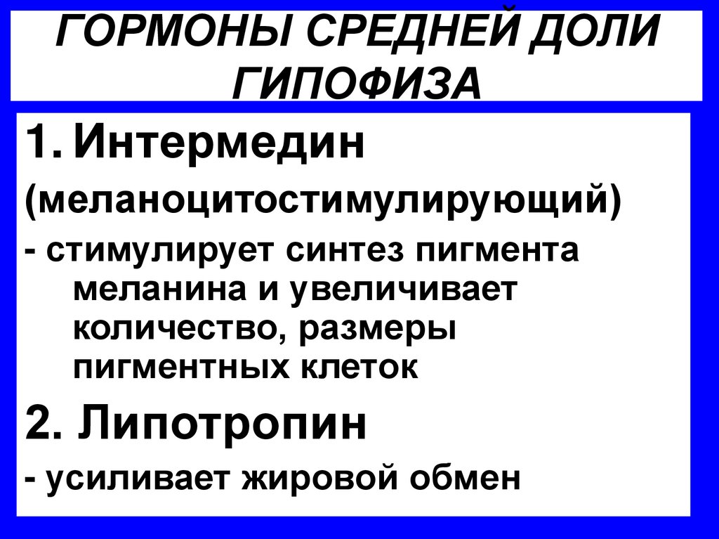ГОРМОНЫ СРЕДНЕЙ ДОЛИ ГИПОФИЗА