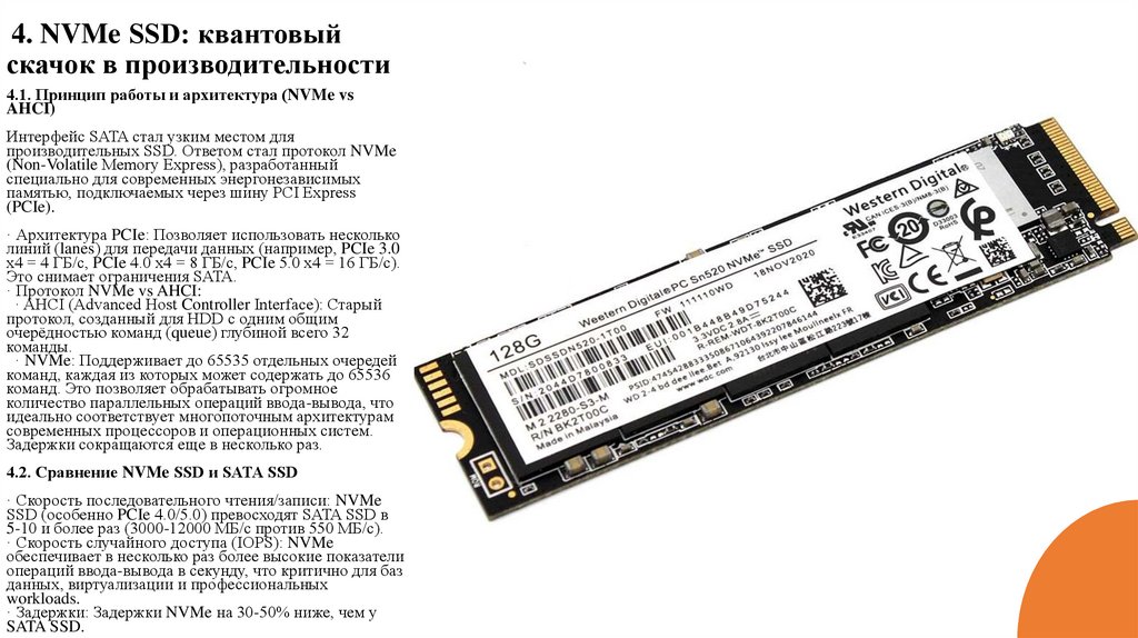 4. NVMe SSD: квантовый скачок в производительности