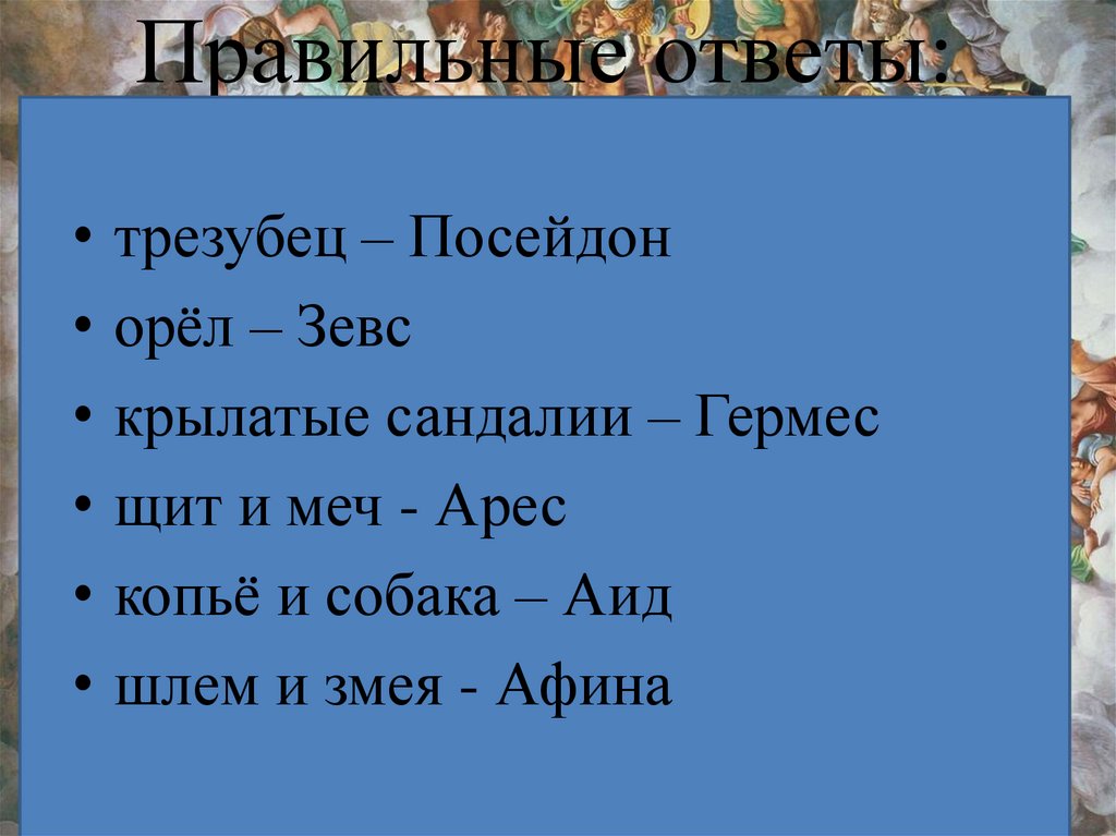 Правильные ответы: