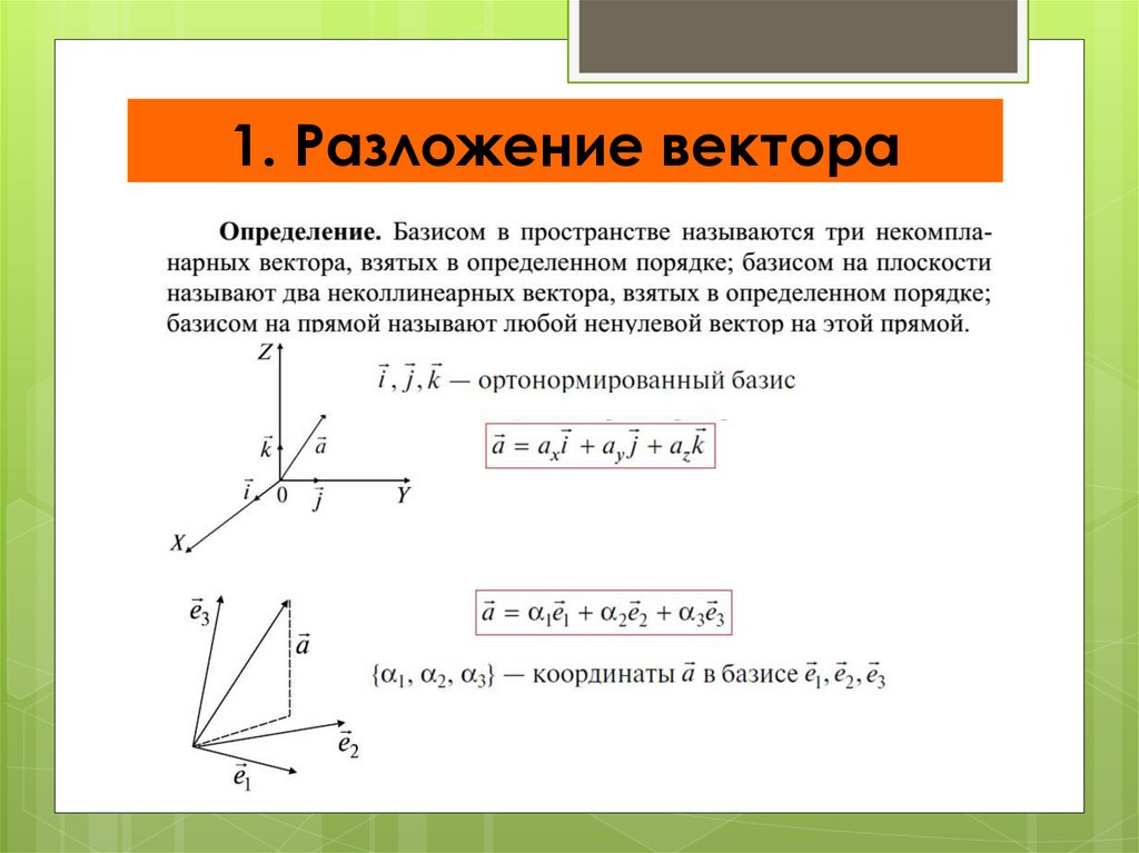 1. Разложение вектора