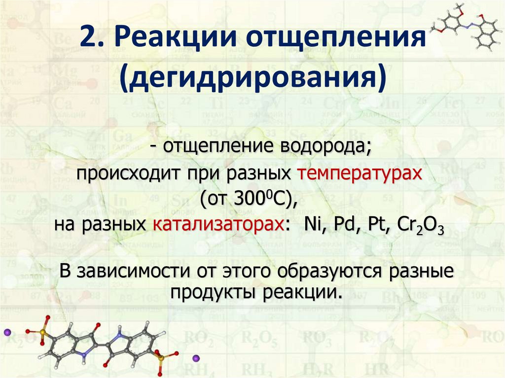 2. Реакции отщепления (дегидрирования)