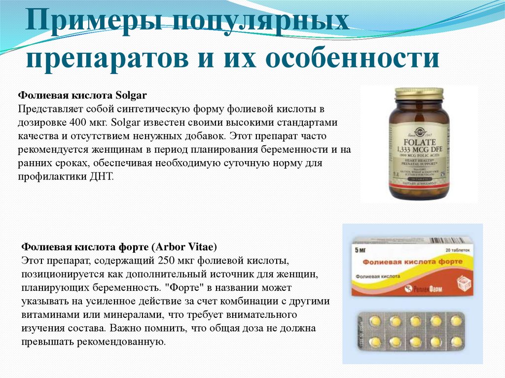 Примеры популярных препаратов и их особенности