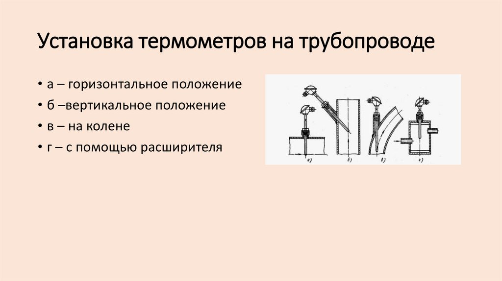 Установка термометров на трубопроводе