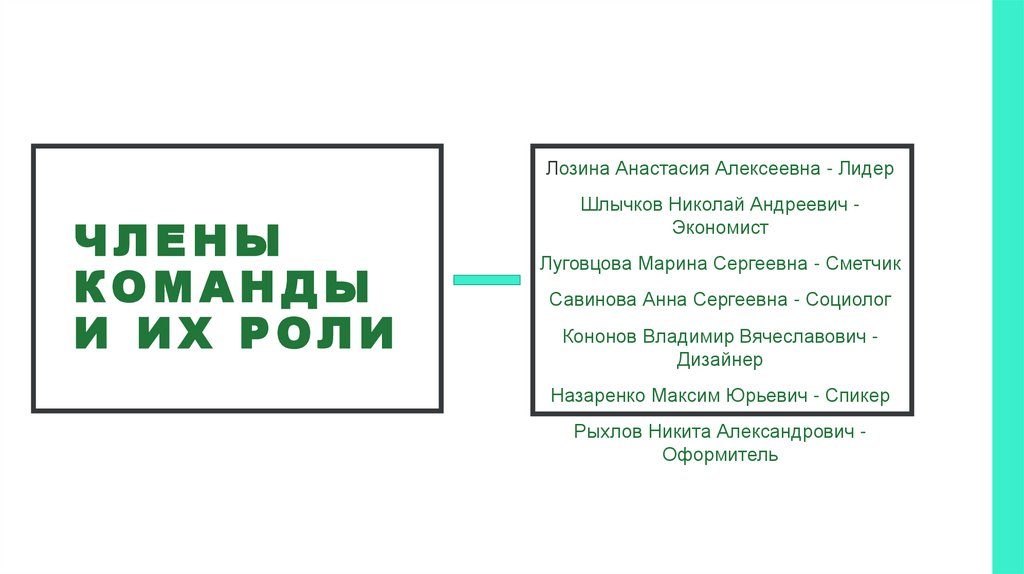 Члены команды и их роли