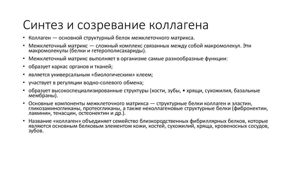 Синтез и созревание коллагена