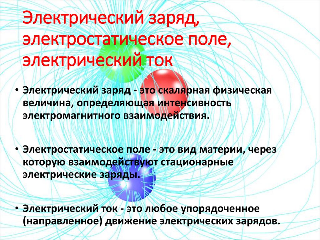 Электрический заряд, электростатическое поле, электрический ток