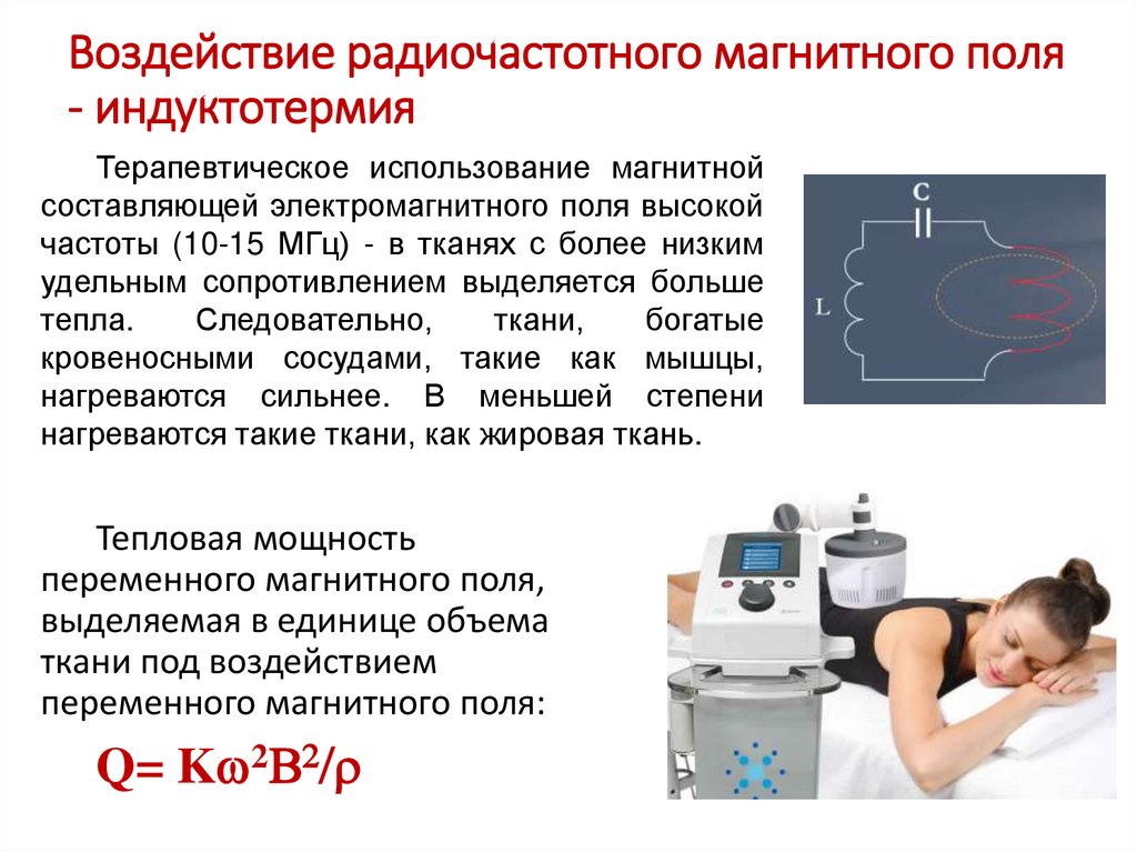 Воздействие радиочастотного магнитного поля - индуктотермия