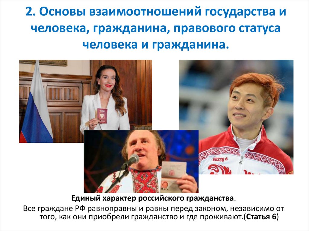 2. Основы взаимоотношений государства и человека, гражданина, правового статуса человека и гражданина.