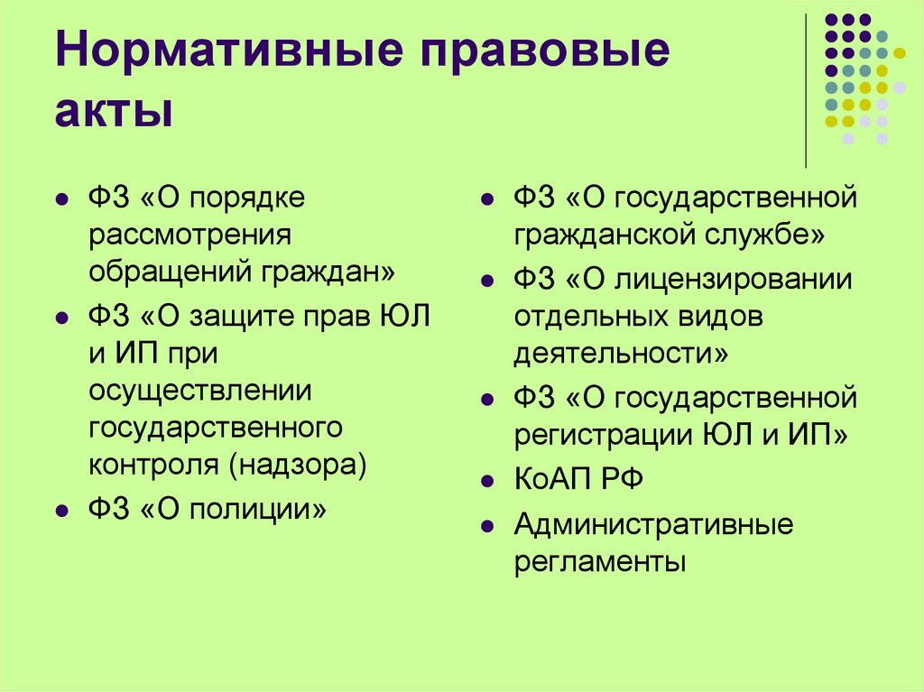 Нормативные правовые акты