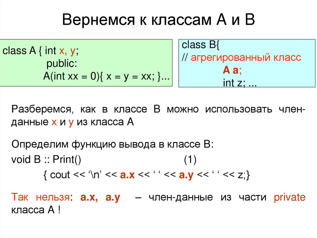 Вернемся к классам A и B
