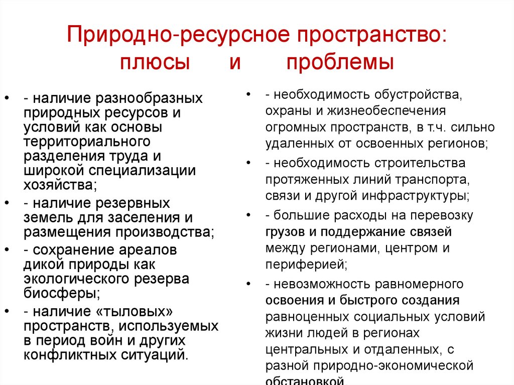 Природно-ресурсное пространство: плюсы и проблемы