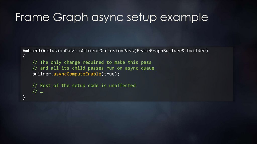 Frame Graph async setup example