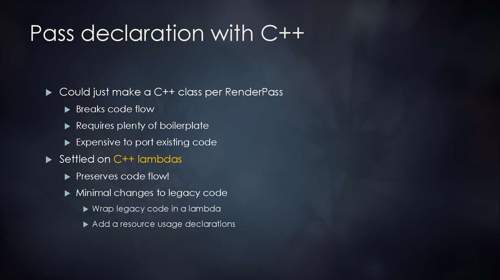 Pass declaration with C++