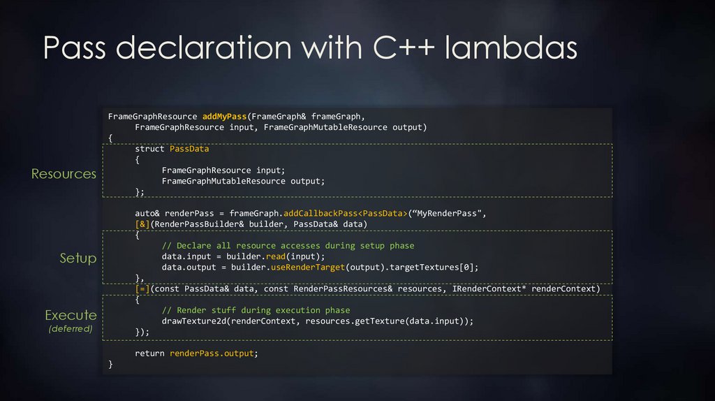 Pass declaration with C++ lambdas