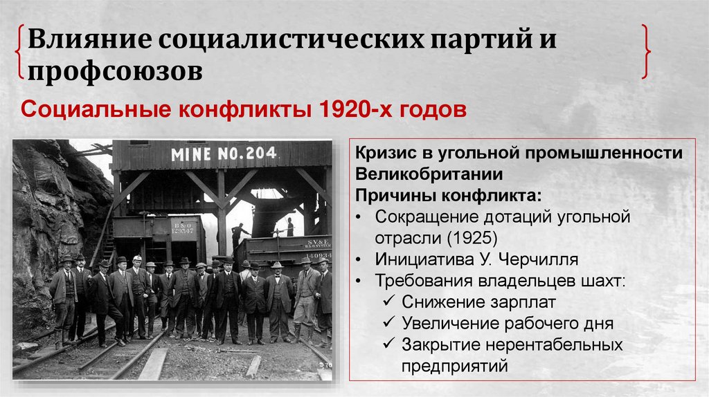 Влияние социалистических партий и профсоюзов