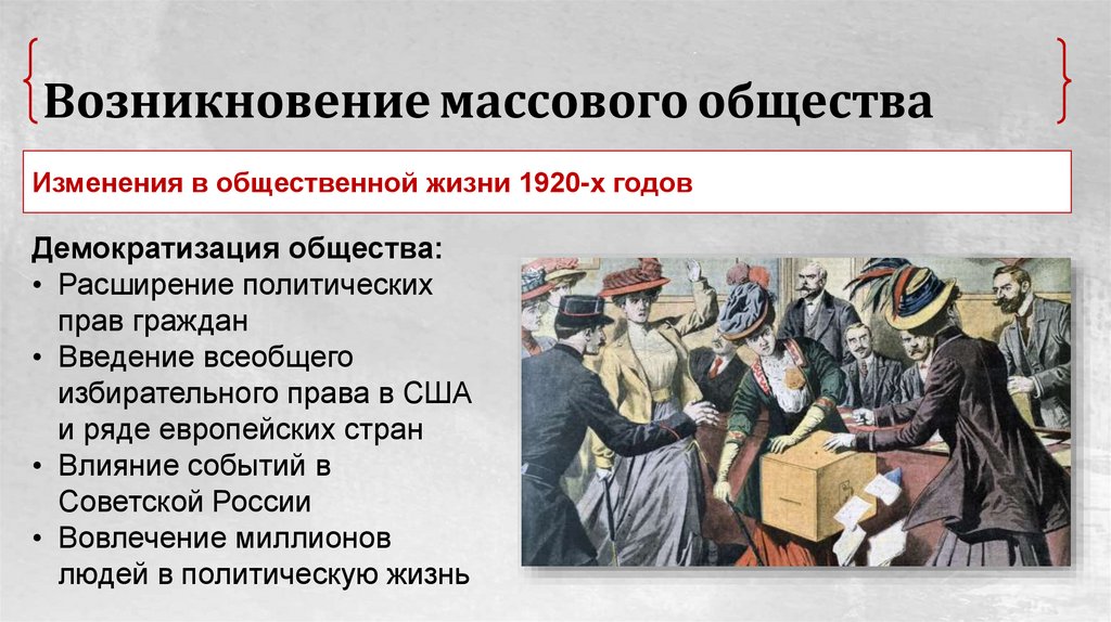 Возникновение массового общества