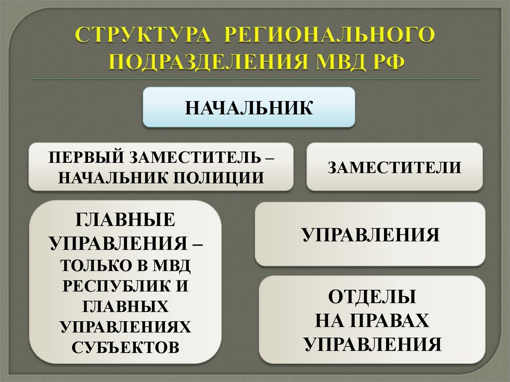 СТРУКТУРА РЕГИОНАЛЬНОГО ПОДРАЗДЕЛЕНИЯ МВД РФ