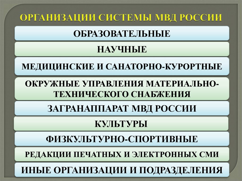 ОРГАНИЗАЦИИ СИСТЕМЫ МВД РОССИИ