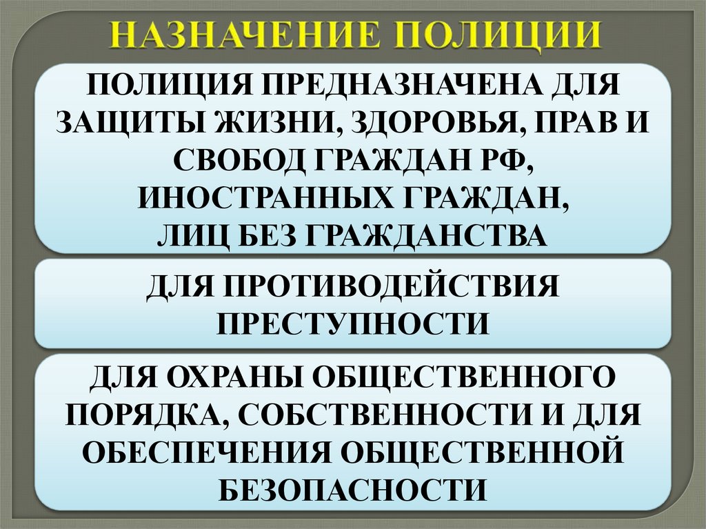 НАЗНАЧЕНИЕ ПОЛИЦИИ