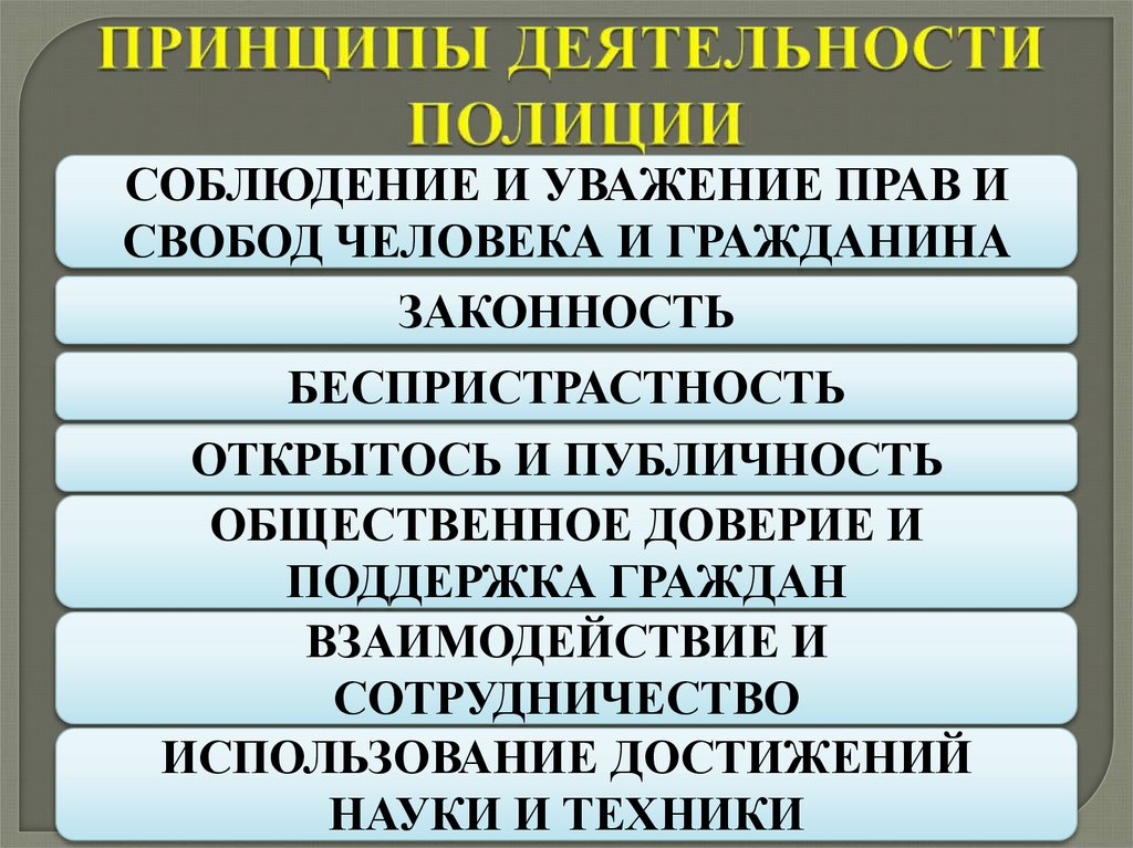 ПРИНЦИПЫ ДЕЯТЕЛЬНОСТИ ПОЛИЦИИ
