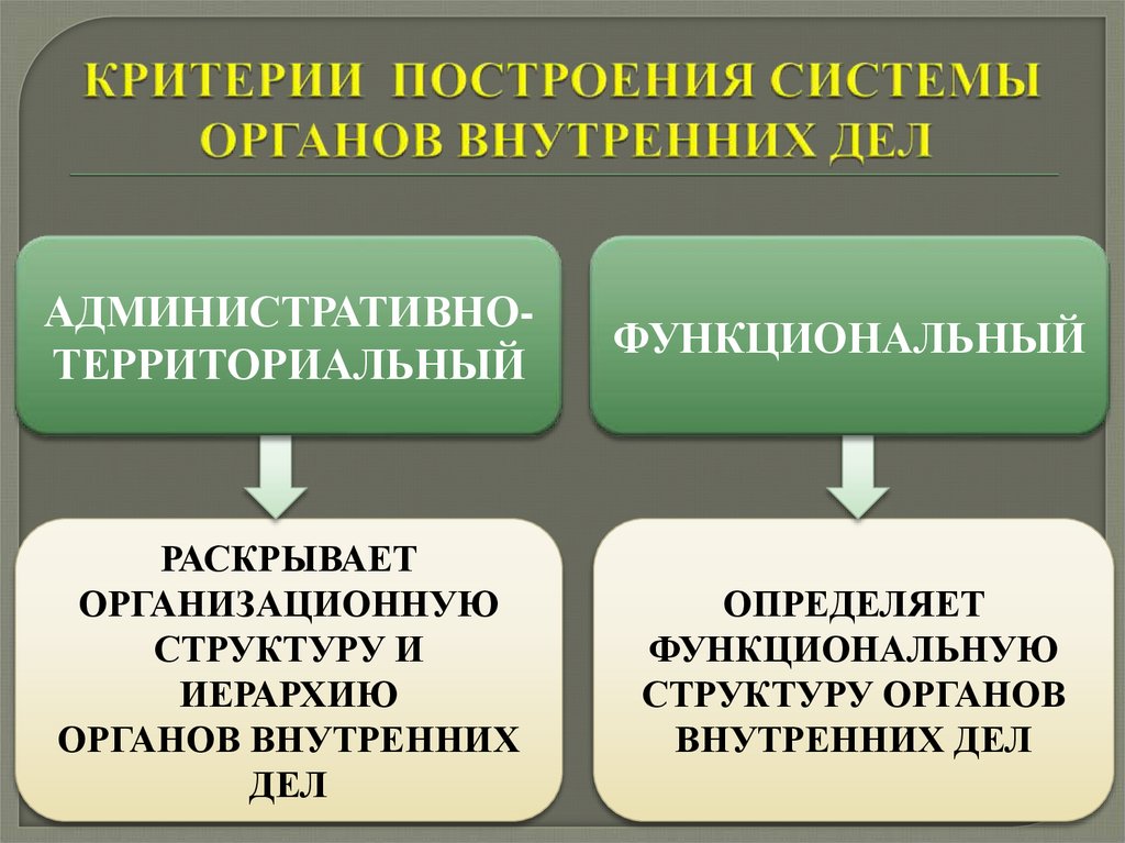 КРИТЕРИИ ПОСТРОЕНИЯ СИСТЕМЫ ОРГАНОВ ВНУТРЕННИХ ДЕЛ