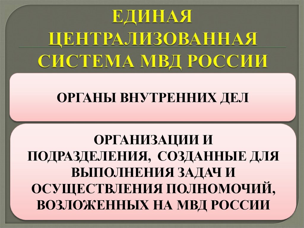 ЕДИНАЯ ЦЕНТРАЛИЗОВАННАЯ СИСТЕМА МВД РОССИИ
