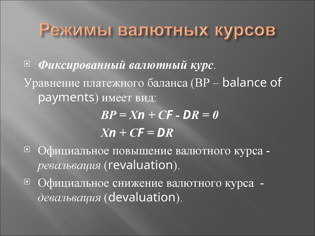 Режимы валютных курсов