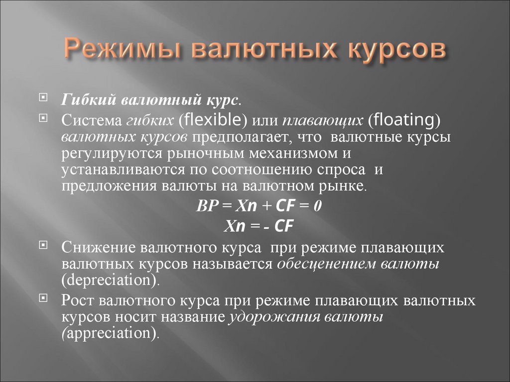 Режимы валютных курсов